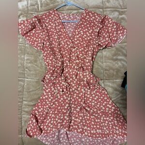 Floral Tie-Waist Pink Wrap Dress